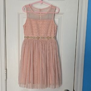 Sequin Hearts Blush Dress with Gold Accents